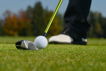 Golf Ball and Club, Man playing golf