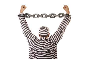 Chained convict prisoner jailbird rear view