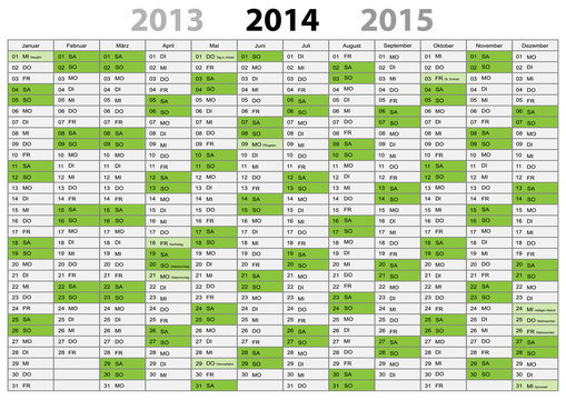 Jahreskalender 2014