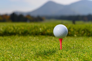 Golf ball on tee shallow dof
