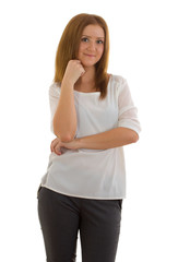 Fototapeta premium Business lady in black and white suit