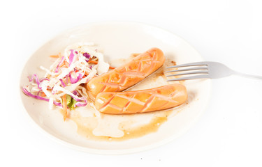 Grilled sausages and vegetables