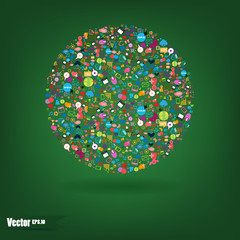 Social network background with media icons. Vector illustration