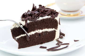 chcolate cake on white plate