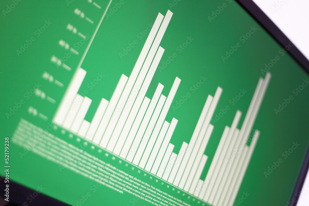 Poster image of financial graph on a screen