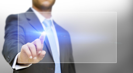 Businessman touching tactile interface