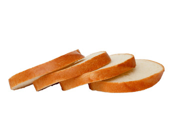 bread pieces loaf isolated on white background clipping path