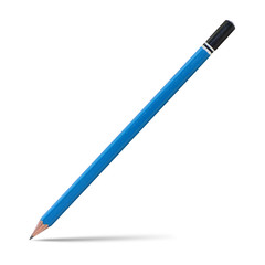Blue pencil isolated on white, clipping path.