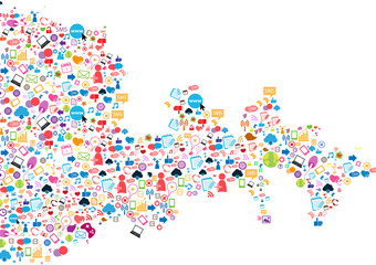 Social network background with media icons. Vector illustration