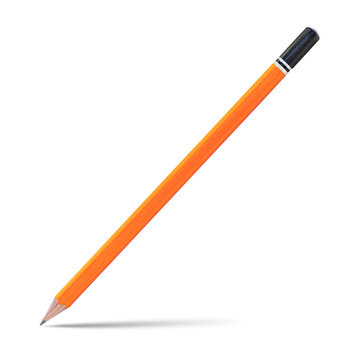 Orange pencil isolated on white, clipping path.
