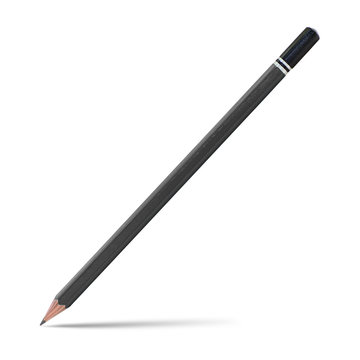 Black pencil isolated on white, clipping path.