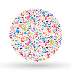 Social network background with media icons. Vector illustration