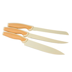 set beige of knives for kitchen isolated (clipping path)
