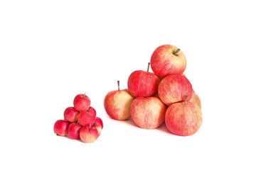 Two pyramids of apples isolated on white background