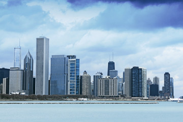 Fototapeta na wymiar Chicago Downtown With Stormy Sky