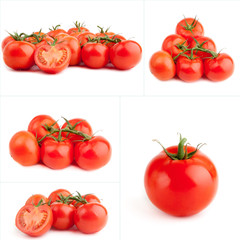 set of red tomato isolated on white background. Fresh tomatoes