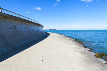 bicycle path with downtown chicago in background