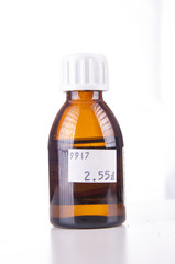 Syringe and sirup isolated on white