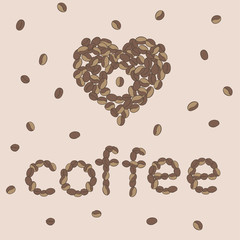 Coffee background with heart.