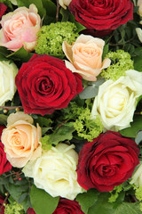 Bridal arrangement in pink, red and white