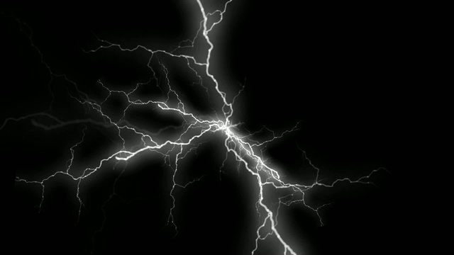 White Lightning Strikes / Black Background