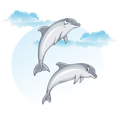 Image de dessin animé de dauphins.