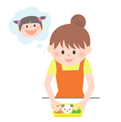 お弁当を作るママ