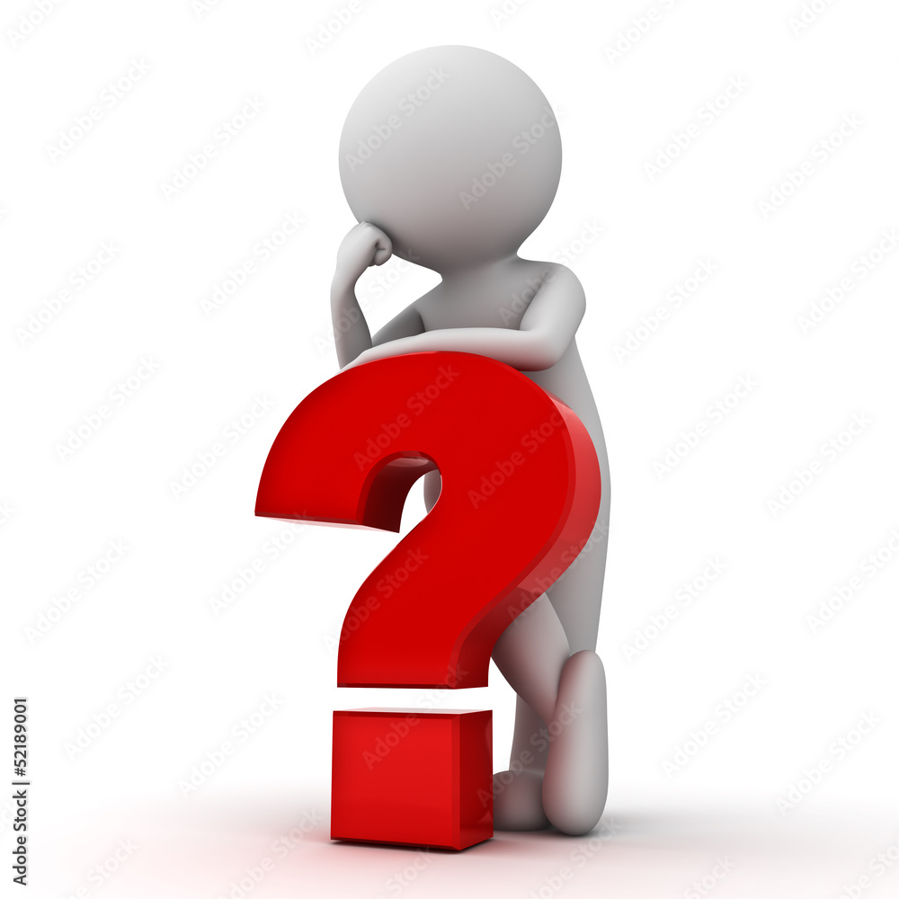 Aufkleber 3d man with red question mark over white background