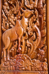 Thai carving wood at window temple
