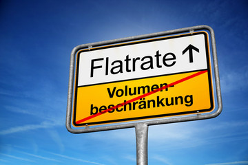 Ortsschild mit Flatrate