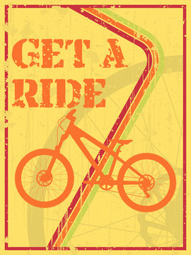 Abstract grunge poster with a bike silhouette