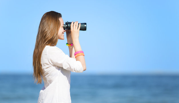 Girl with binocular
