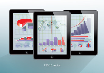 Set of black tablet computers