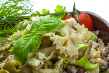 Macaroni salad with seafood