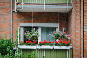 Fototapeta na wymiar Balcony with flowers