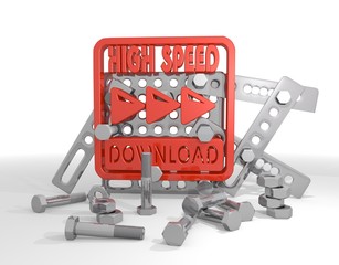 high speed download pictogram  on mechanical construction