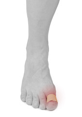 Adhesive Healing plaster on foot finger.