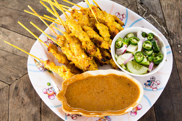 Delicious Asian Cuisine pig Satay