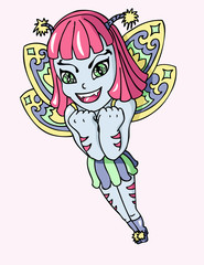 Angry blue fairy girl