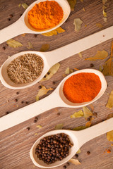 spices in the spooins