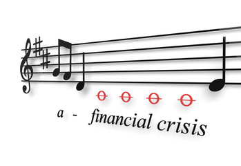 Financial recession illustrated as a musical notes metaphor