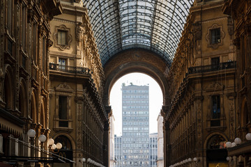 Obraz premium Glass Dome of Interior of Galleria Vittorio Emanuele II Shoping