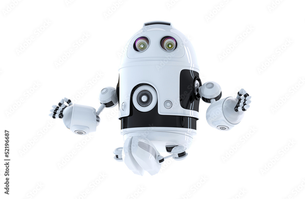 Poster android robot meditating