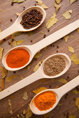 spices - pepper, curry, chilli, caraway