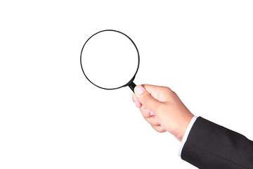 businessman holding magnifying glass