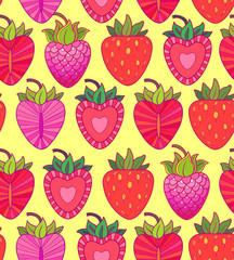 raspberries and strawberries