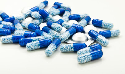 medical blue pills with  packaging