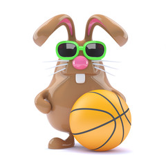 Chocolate bunny plays basketball © Steve Young