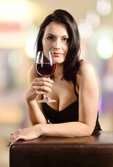 woman with red wine