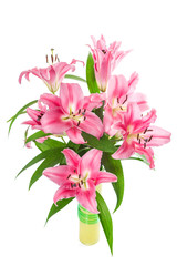 bouquet of fresh pink lily flowers